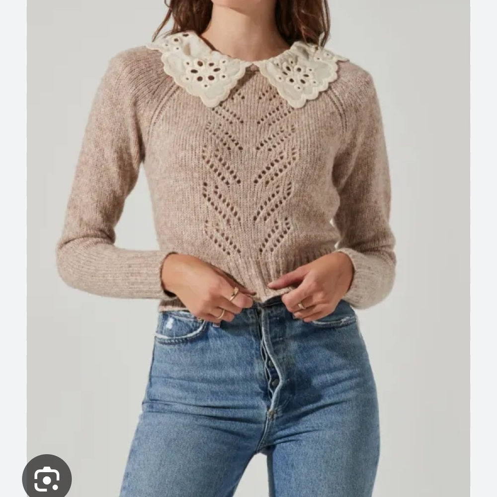 Revolve Brand- Astr The Label  Knit Sweater with Eyelet Collar